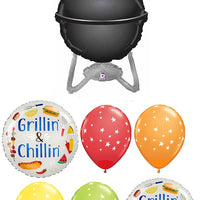 Picnic Black Barbecue Grillin Chillin Balloons Bouquet Helium Weight