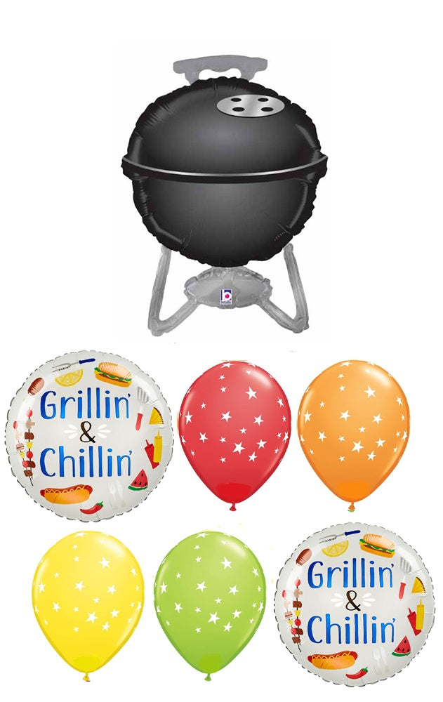 Picnic Black Barbecue Grillin Chillin Balloons Bouquet Helium Weight