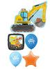 Construction Truck Digger Hard At Play Birthday Balloons Bouquet of 5