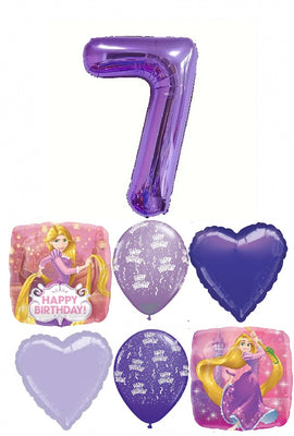 Disney Princess Rapunzel Purple Number Age Birthday Balloon Bouquet