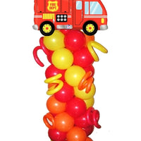 Fire Truck Birthday Balloon Column Tower