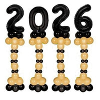 Graduation Black Numbers 2026 Gold Balloons Stand Ups