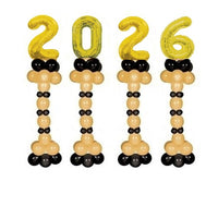 Graduation Jumbo Gold Numbers 2026 Black Balloons Stand Ups
