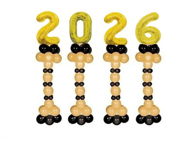 Graduation Jumbo Gold Numbers 2026 Black Balloons Stand Ups