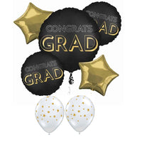 Graduation Congrats Grad Gold Stars Balloon Bouquet with Helium Weight