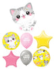 Kawaii Kitty Birthday Balloons Bouquet with Helium and Weight