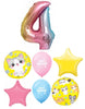 Kawaii Kitty Cat Birthday Pick An Age Rainbow Number Balloons Bouquet