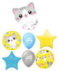 Kawaii Kitty Birthday Stars Balloons Bouquet with Helium and Weight