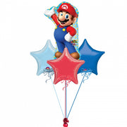 Mario Brothers Stars Balloon Bouquet with Helium and Weight