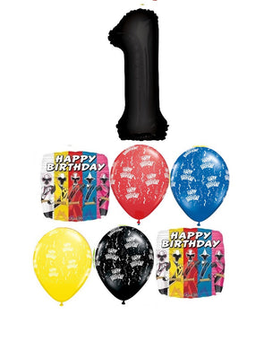 Power Rangers Pick An Age Black Number Birthday Balloons Bouquet