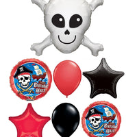 Pirate Party Mate Skull Birthday Balloon Bouquet with Helium Weight