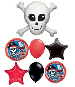 Pirate Party Mate Skull Birthday Balloon Bouquet with Helium Weight