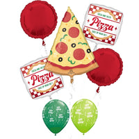 Pizza Party Brthday Balloons Bouquet with Helium and Weight