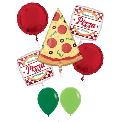 Pizza Party Restaurant Food Balloons Bouquet with Helium and Weight