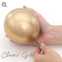 11 inch Qualatex Chrome Gold Latex Balloons with Helium and Hi Float