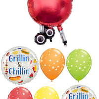 Picnic Red Barbecue Grillin Chillin Balloon Bouquet with Helium Weight