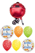 Picnic Red Barbecue Grillin Chillin Balloon Bouquet with Helium Weight