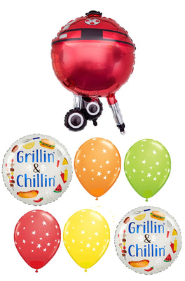 Picnic Red Barbecue Grillin Chillin Balloon Bouquet with Helium Weight