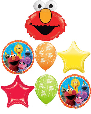 Sesame Street Elmo Head Birthday Balloon Bouquet with Helium Weight