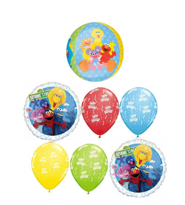 Sesame Street Orbz Birthday Balloon Bouquet with Helium and Weight