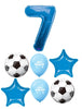 Soccer Ball Pick An Age Blue Number Birthday Balloon Bouquet