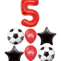 Soccer Balls Pick An Age Red Number Birthday Balloon Bouquet