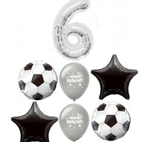 Soccer Ball Pick An Age Silver Number Birthday Balloon Bouquet
