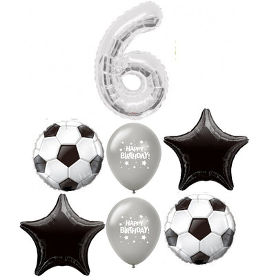 Soccer Ball Pick An Age Silver Number Birthday Balloon Bouquet
