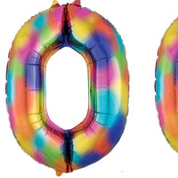 100 Rainbow Splash Jumbo Balloon Numbers with Helium and Weight