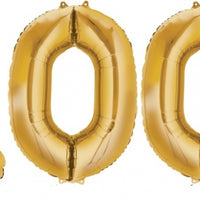 100 Gold Jumbo Number Balloons with Helium and Weight