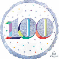 Milestone Rainbow Glitter 100th Birthday Balloon with Helium