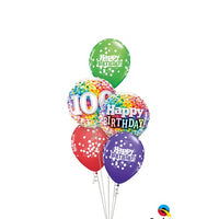 100th Birthday Rainbow Dots Balloon Bouquet with Helium and Weight