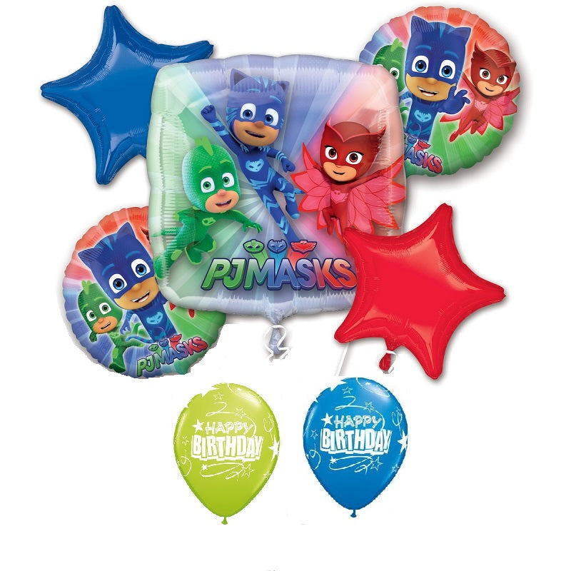 PJ Masks Happy Birthday Balloon  Bouquet with Helium Weight