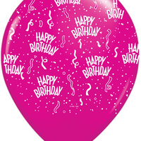 11 inch Happy Birthday Around Wild Berry Balloons with Helium Hi Float