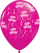 11 inch Happy Birthday Around Wild Berry Balloons with Helium Hi Float