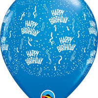 11 inch Happy Birthday Around Dark Blue Balloons with Helium Hi Float