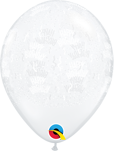 11 inch Happy Birthday Around Clear Balloons with Helium and Hi Float