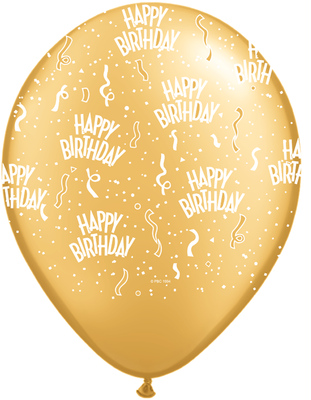 11 inch Happy Birthday Around Gold Balloons with Helium and Hi Float