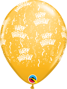 11 inch Happy Birthday Around Goldenrod Balloons with Helium Hi Float