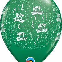 11 inch Happy Birthday Around Green Balloons with Helium and Hi Float