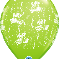 11 inch Happy Birthday Around Lime Green Balloons with Hi Float