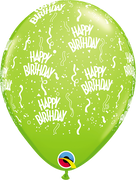 11 inch Happy Birthday Around Lime Green Balloons with Hi Float