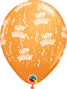 11 inch Happy Birthday Around Orange Balloons with Helium Hi Float