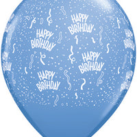 11 inch Happy Birthday Around Periwinkle Balloons with Helium Hi Float