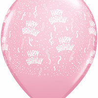 11 inch Happy Birthday Around Pink Balloons with Helium Hi Float