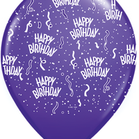 11 inch Happy Birthday Around Purple Violet Balloons Helium Hi Float