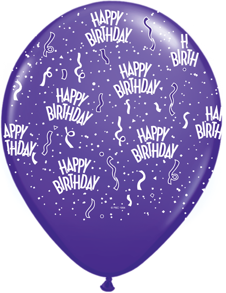 11 inch Happy Birthday Around Purple Violet Balloons Helium Hi Float