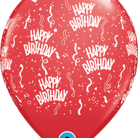 11 inch Happy Birthday Around Red Balloons with Helium and Hi Float