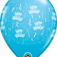 11 inch Happy Birthday Robin Egg Blue Balloons with Helium Hi Float