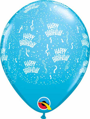 11 inch Happy Birthday Robin Egg Blue Balloons with Helium Hi Float